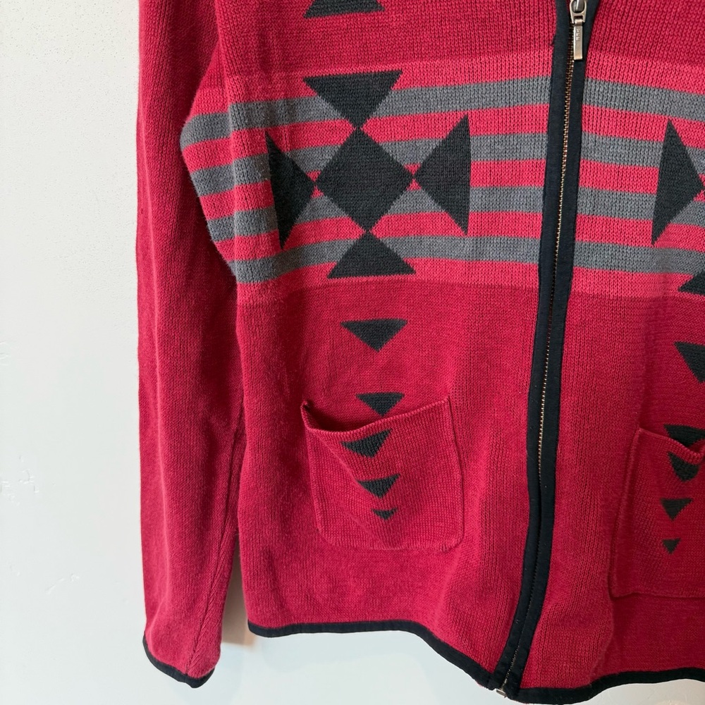 Woolrich Red Women's Cardigan Sweater Size Large Ramie Cotton Holiday Christmas - Picture 3 of 8